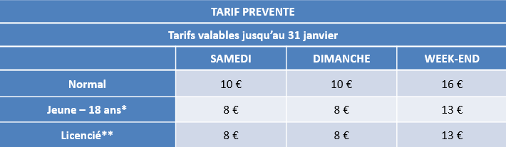 Tarif prévente CF Elite Salle 2024